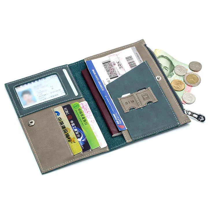 أزياء حزام من الجلد غطاء جواز سفر RFID حجب . Fashion Leather Belt Passport Cover RFID Blocking