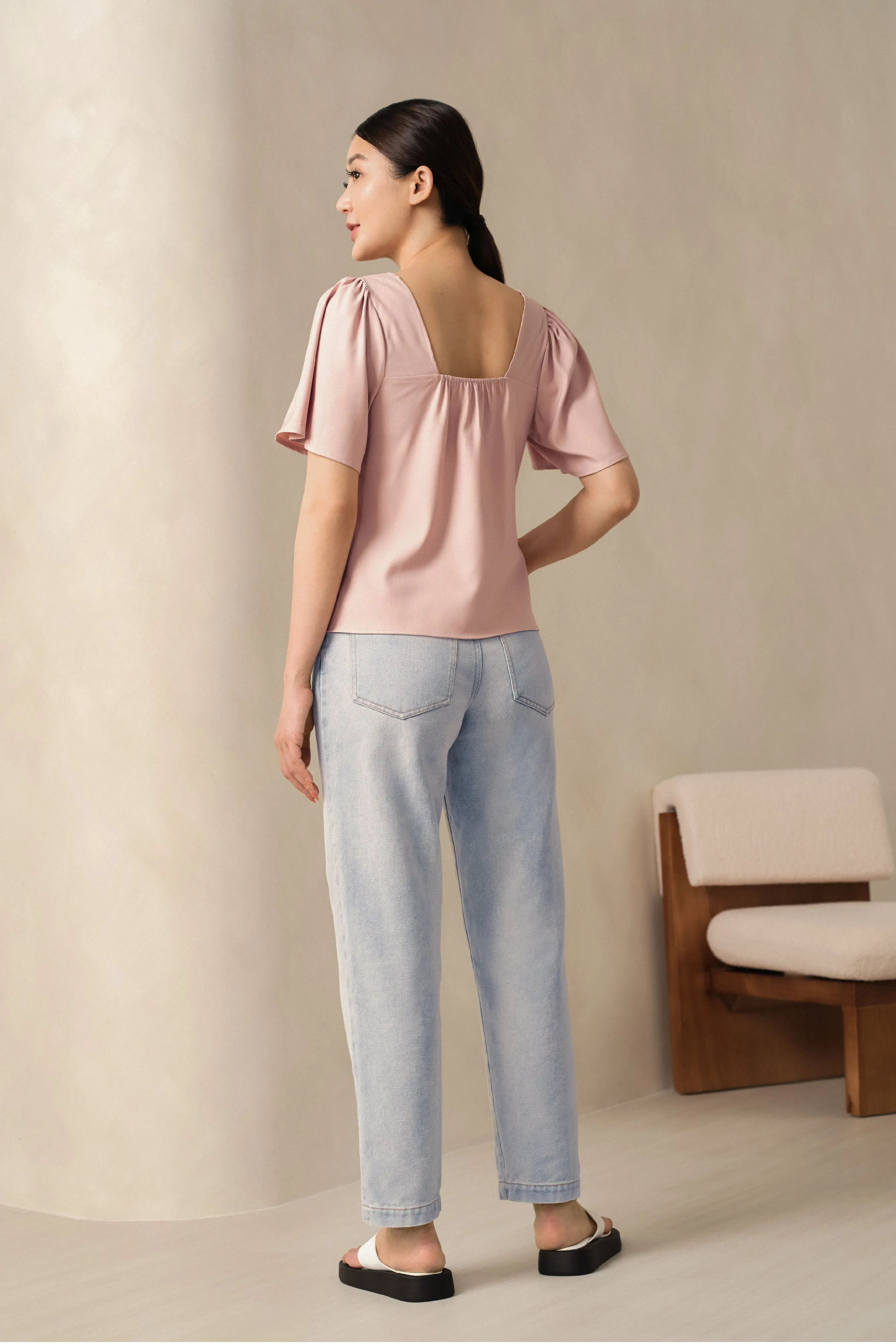 Alena Square Neck Top in Pink