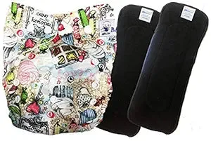 Babymoon 1 Cloth Diaper with 2 5Layers Grey Insert Premium Adjustable Reusable Cloth Diaper (Multi Foodie)