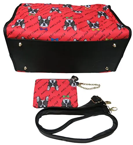 Betsey Johnson Large Nylon Weekender Duffel Bag, Coral/Bulldogs