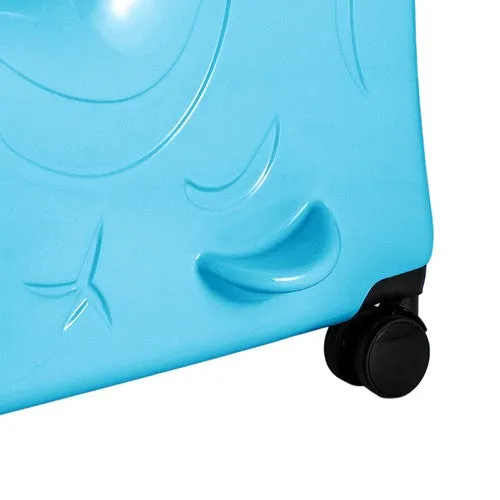 Blue Luggage Case Kids Ride-On Roll Suitcase Luggage Bags Wheeled Trolley Lugg