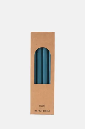 Box of 12 Dinner Candles Bleu Lagon