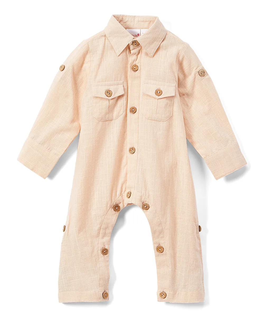 Boys Infant Full Sleeves Romper - Salmon