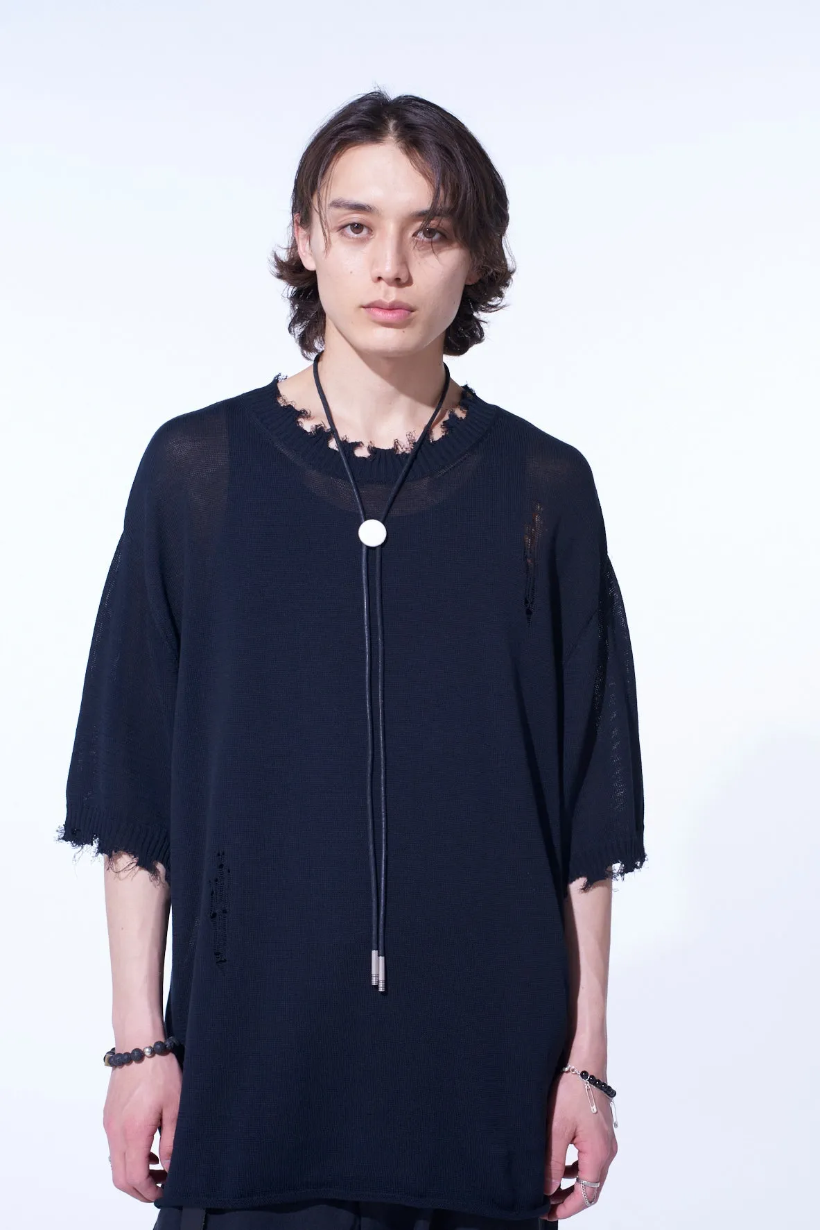 COMPACT TWIST 10G DAMAGED KNITTED PULLOVER