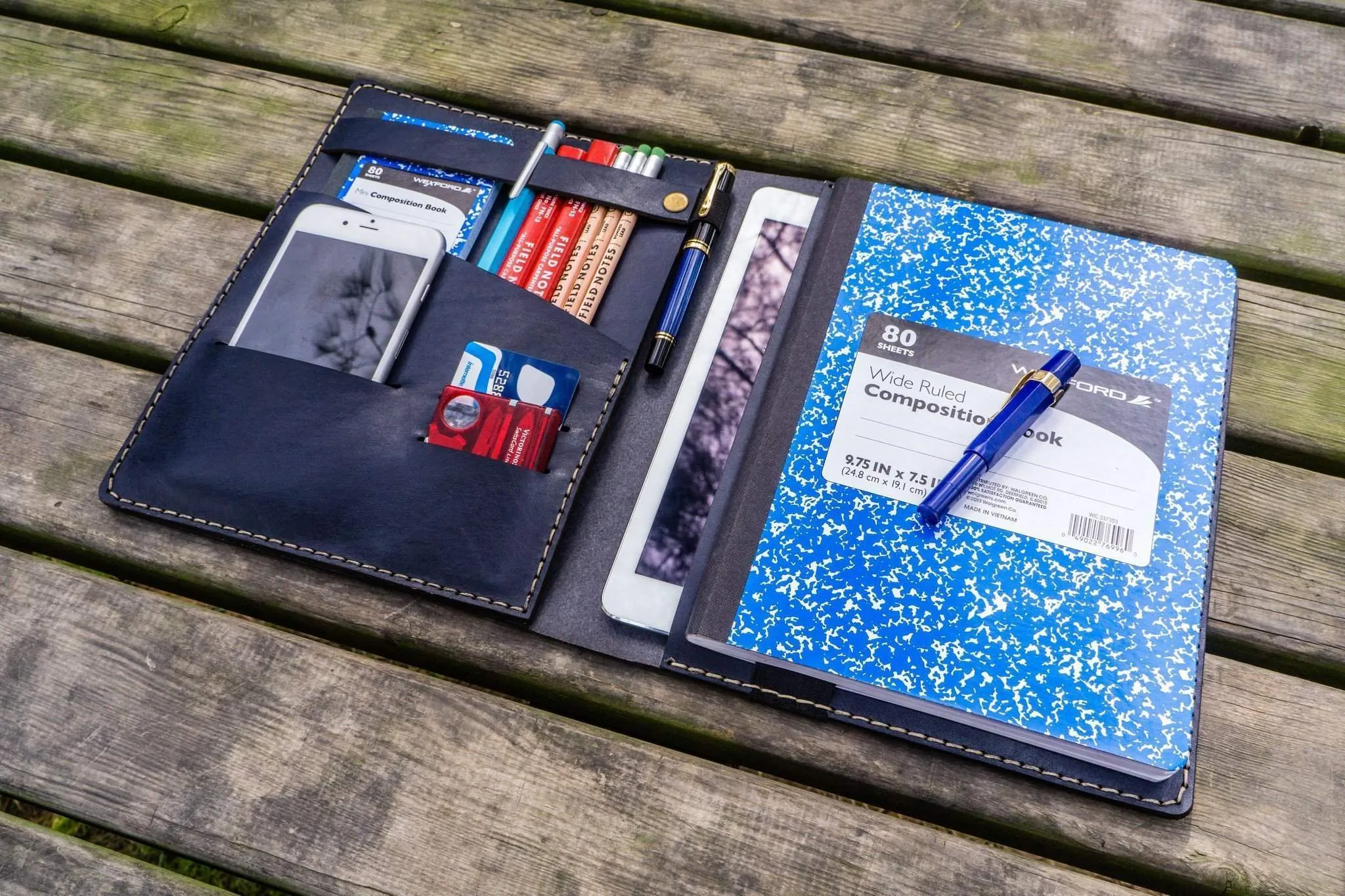 Composition Notebook Cover With iPad Air/Pro Pocket - Navy Blue
