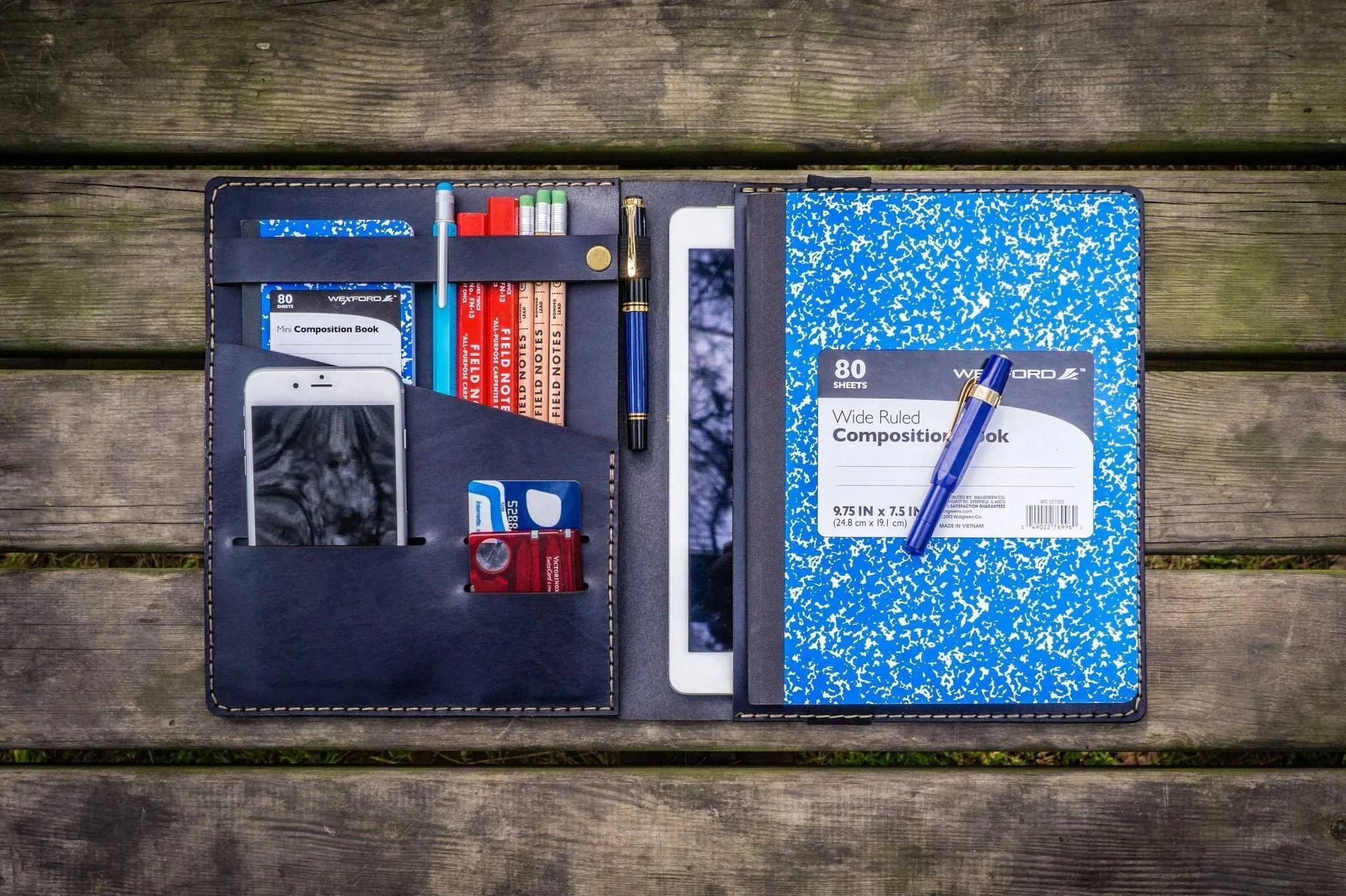 Composition Notebook Cover With iPad Air/Pro Pocket - Navy Blue