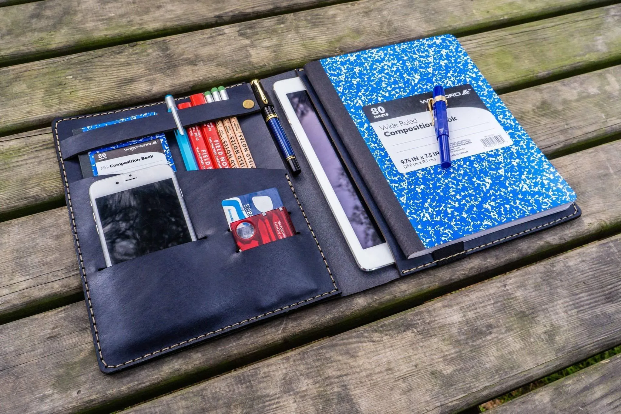Composition Notebook Cover With iPad Air/Pro Pocket - Navy Blue