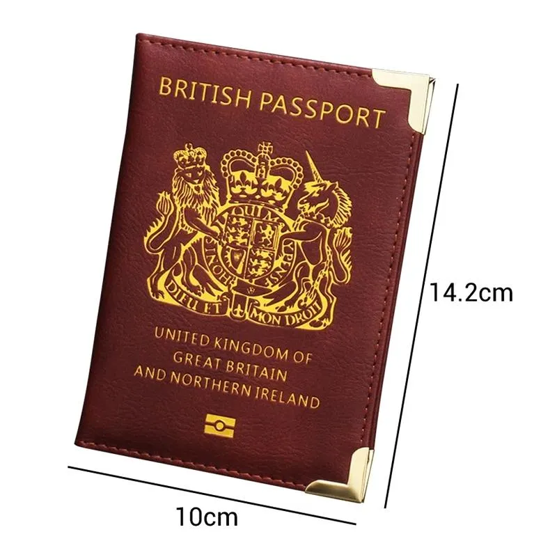 Dark Blue Leather Passport Cover With Metal Feet