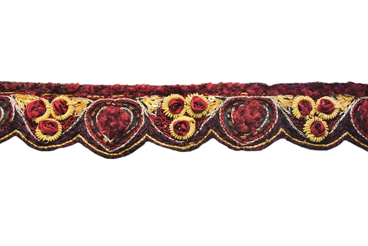 Hand-Beaded Flower Trim 1" - 1 Yard