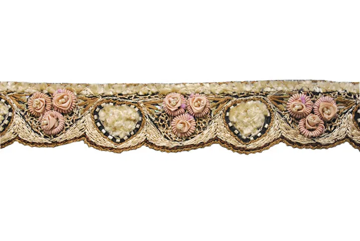 Hand-Beaded Flower Trim 1" - 1 Yard