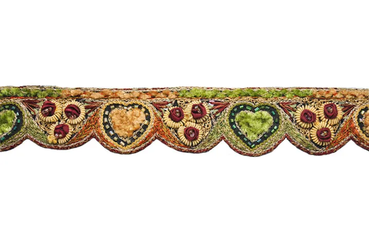 Hand-Beaded Flower Trim 1" - 1 Yard