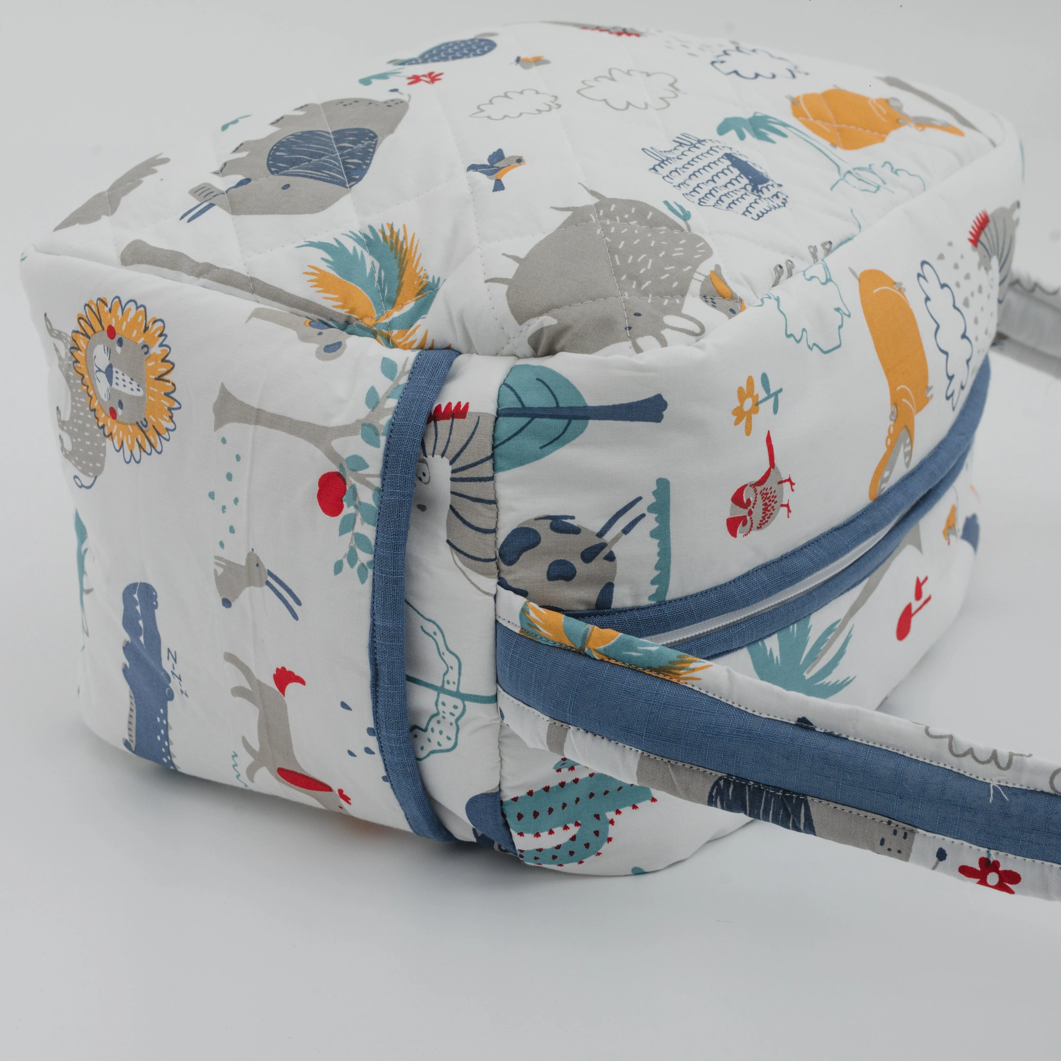 Happy Animal Tribe Diaper Bag (100% Cotton with diamond Quilting)