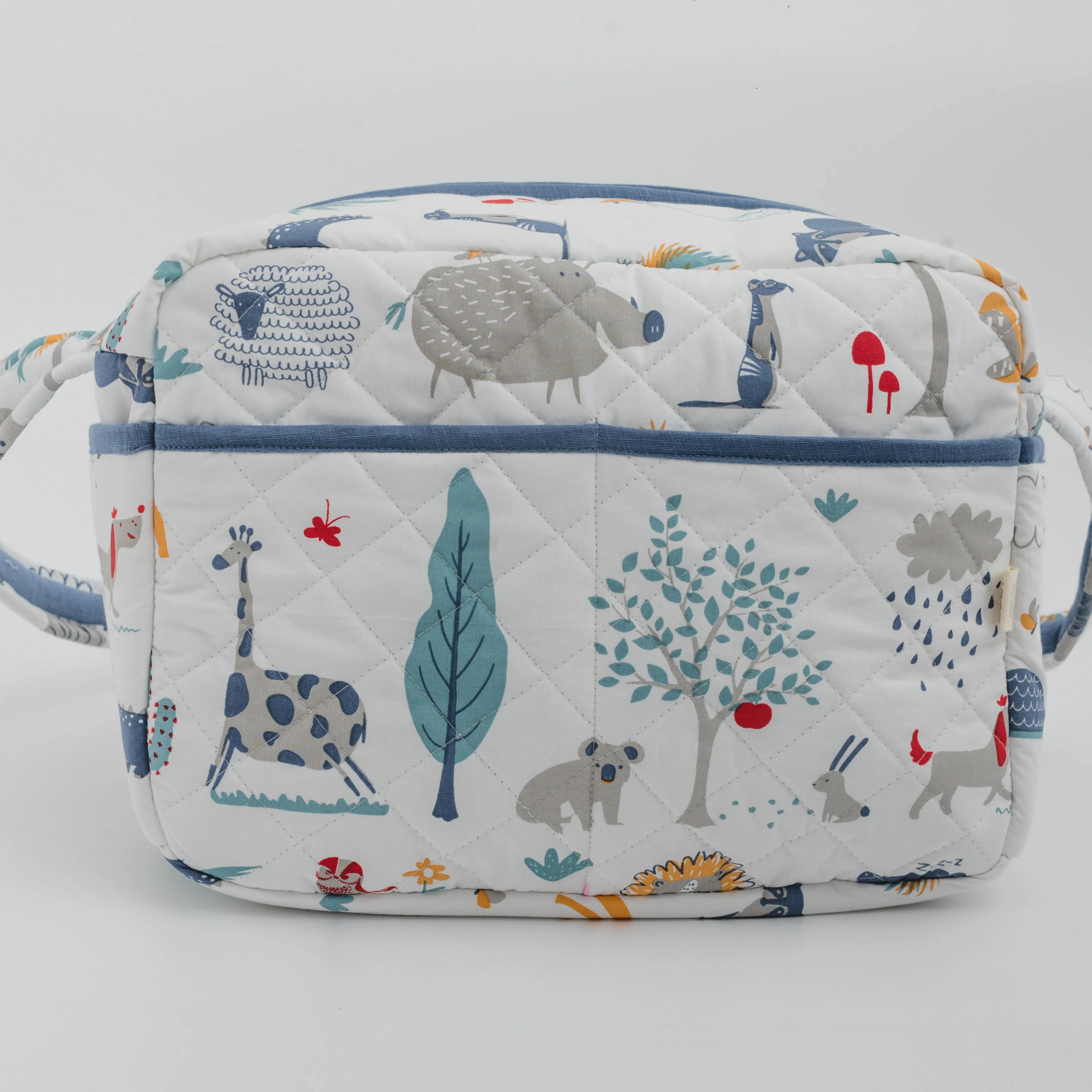 Happy Animal Tribe Diaper Bag (100% Cotton with diamond Quilting)