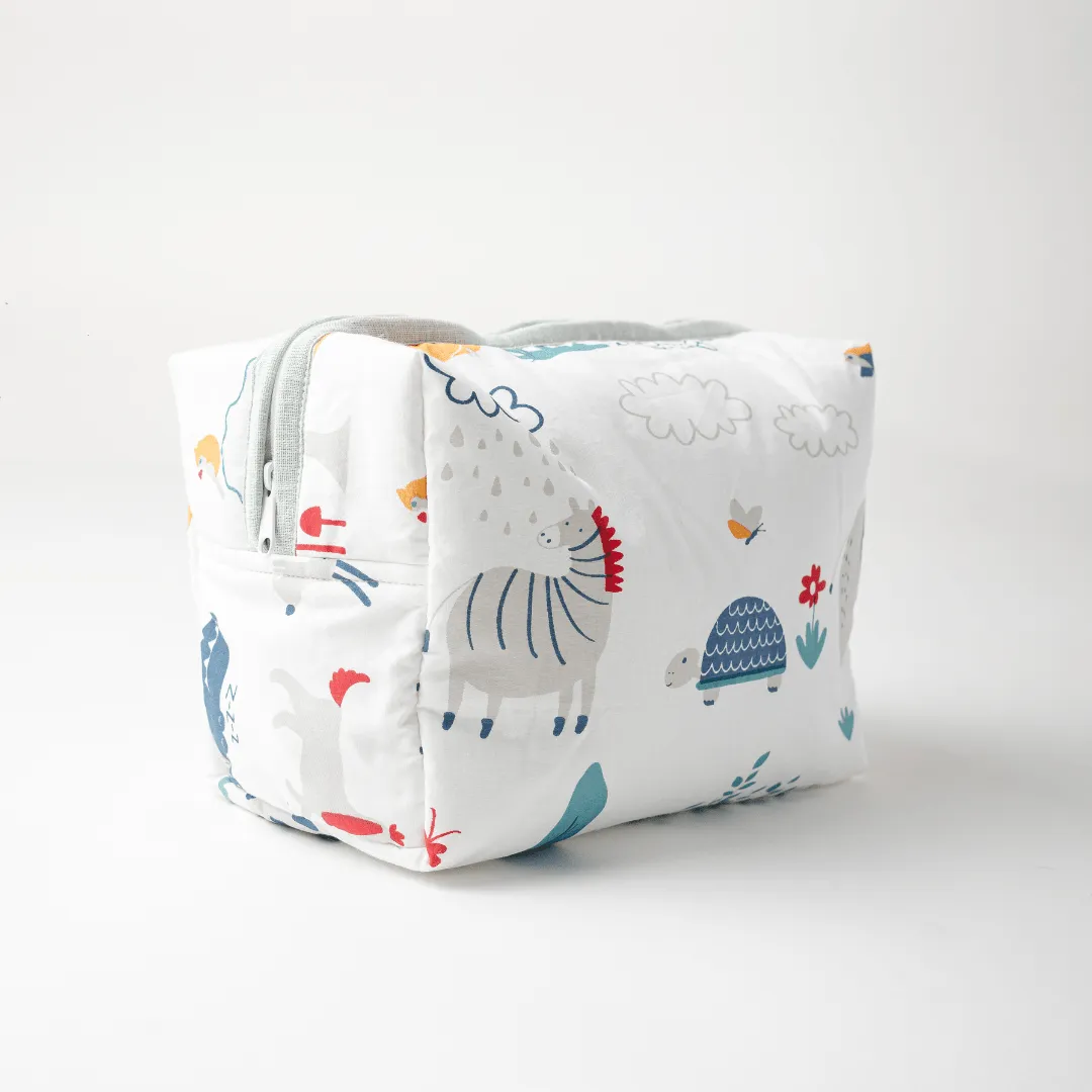 Happy Animal Tribe Diaper Bag (100% Cotton with diamond Quilting)