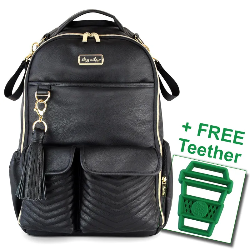 Itzy Ritzy Boss Diaper Bag Backpack Jetsetter FREE Latte Teether