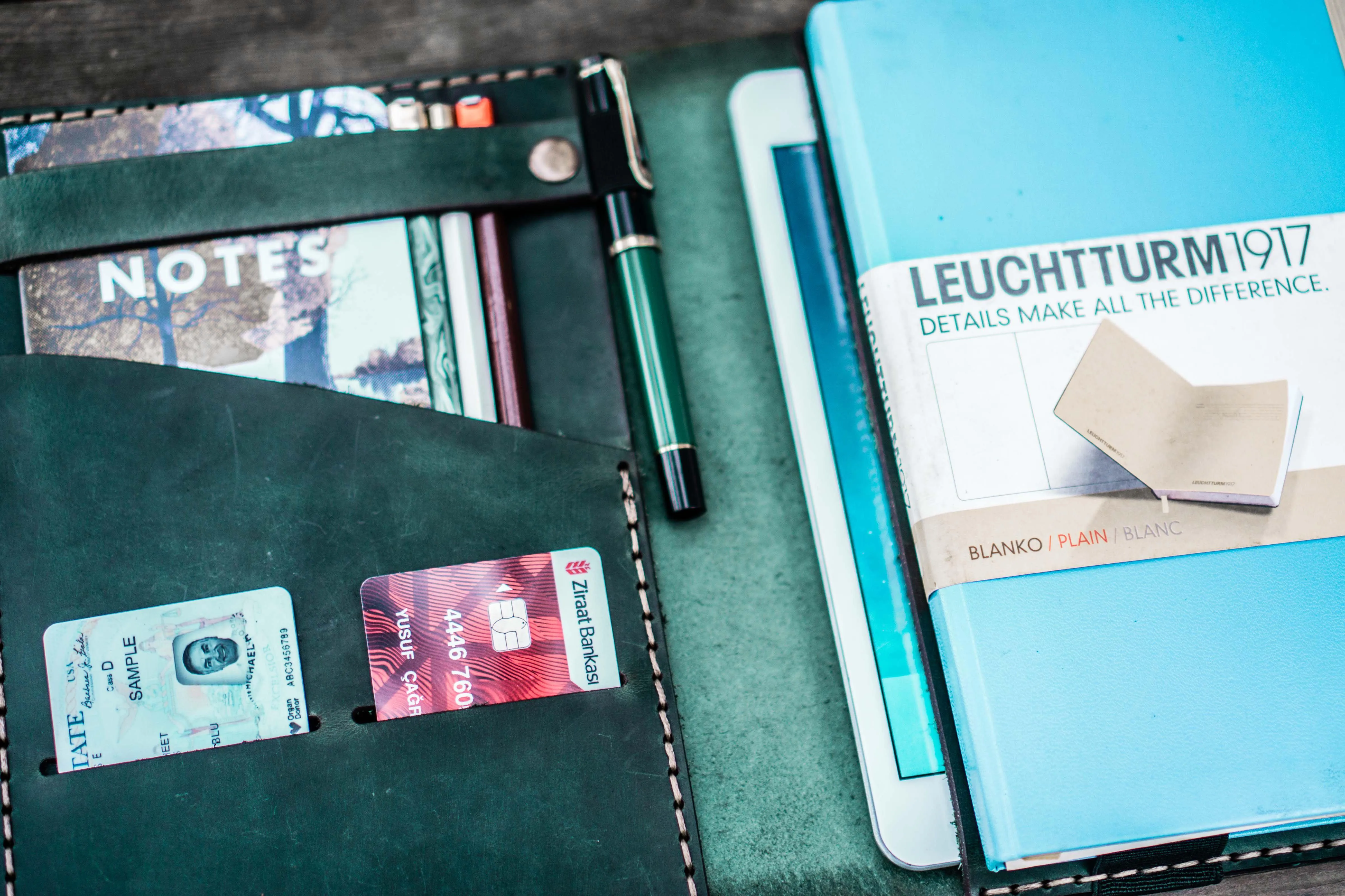 Leather Hobonichi Cousin A5 Planner Cover - Crazy Horse Forest Green