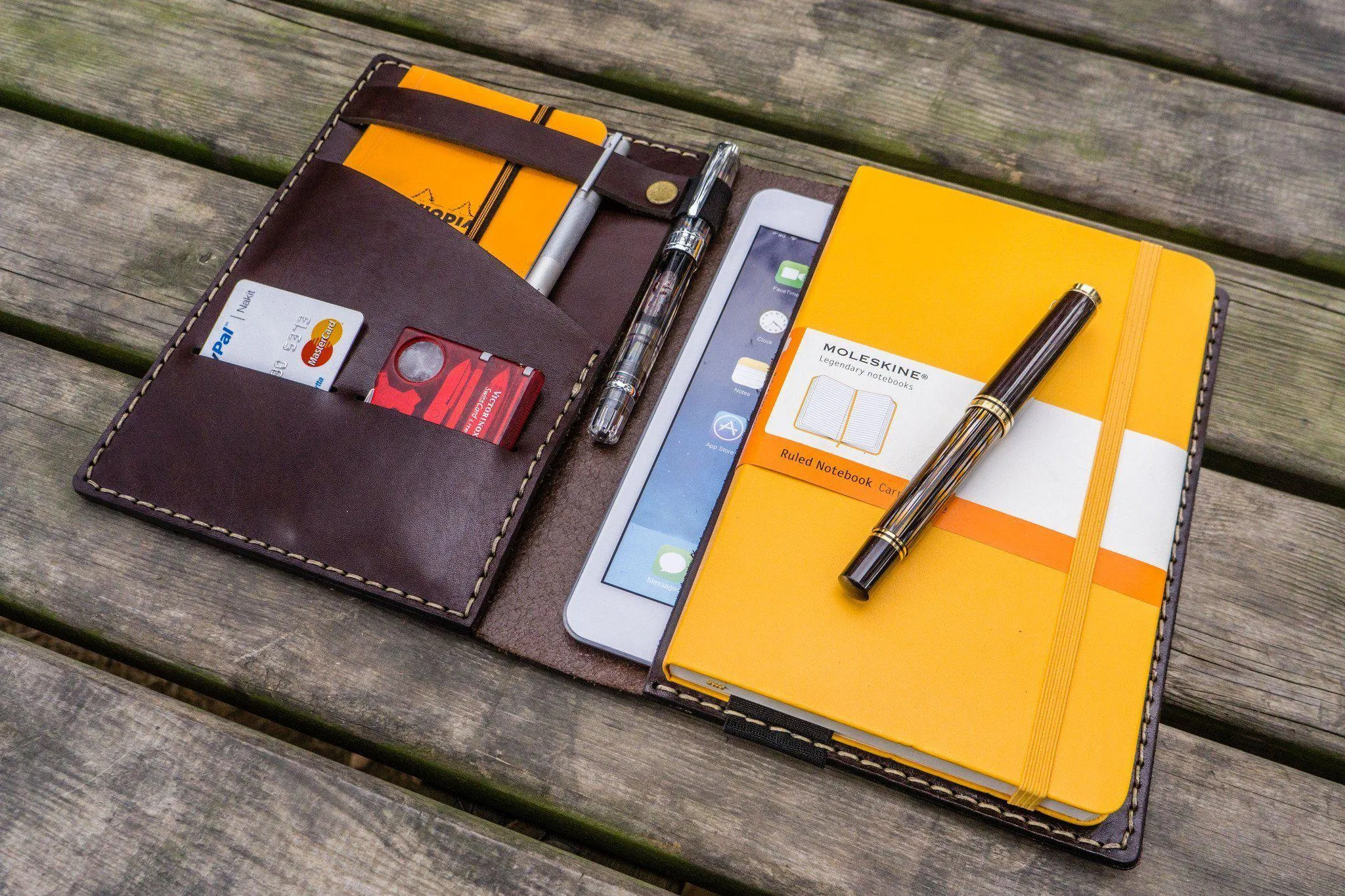 Leather Hobonichi Cousin A5 Planner Cover - Dark Brown