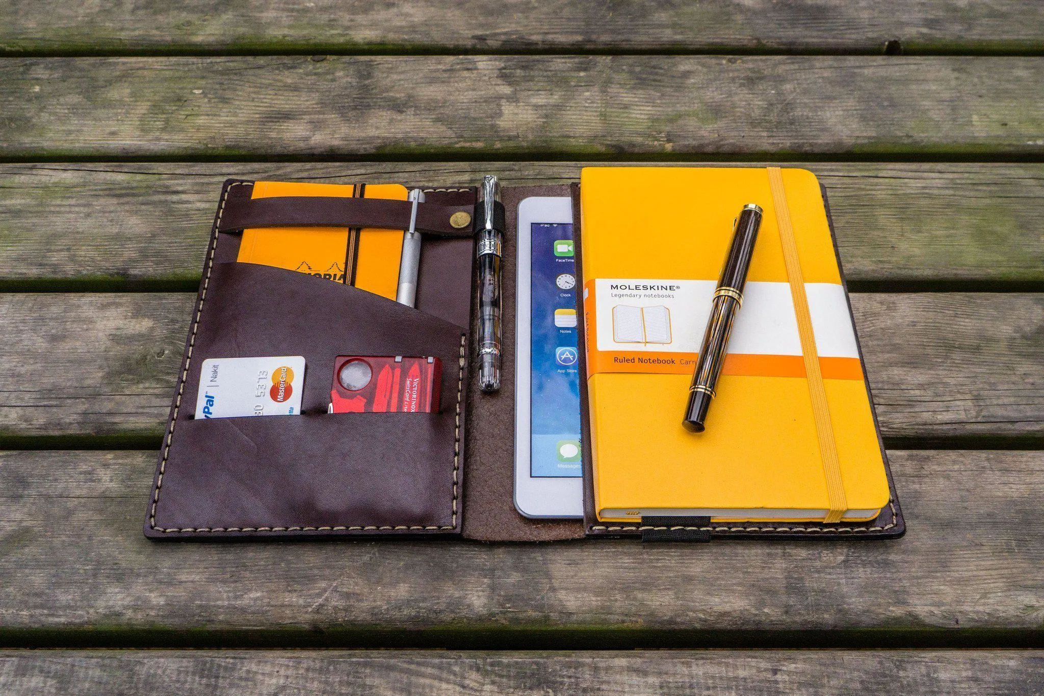 Leather Hobonichi Cousin A5 Planner Cover - Dark Brown