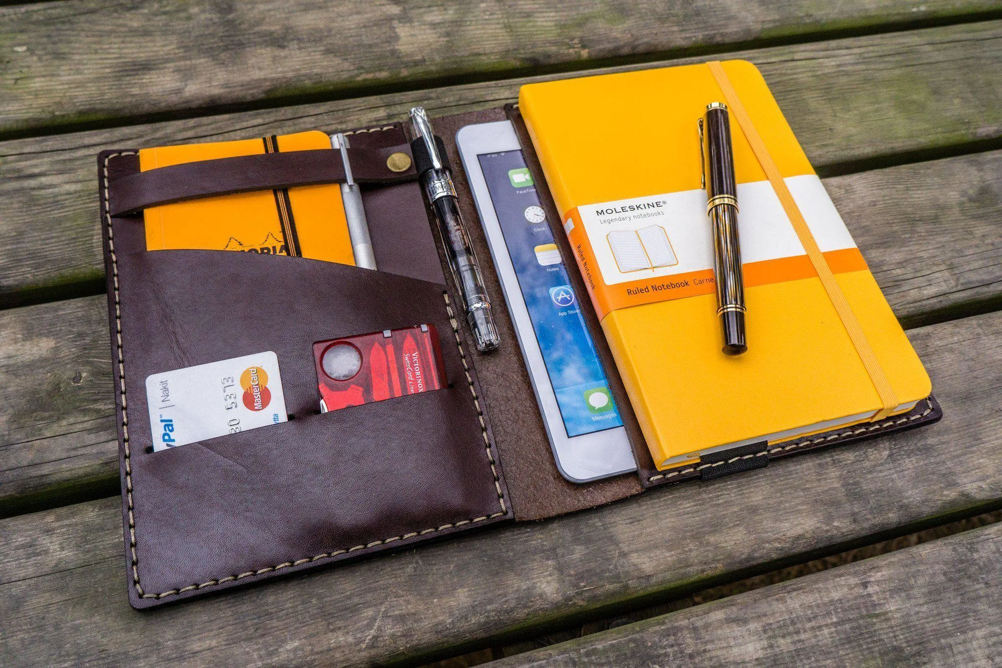 Leather Hobonichi Cousin A5 Planner Cover - Dark Brown