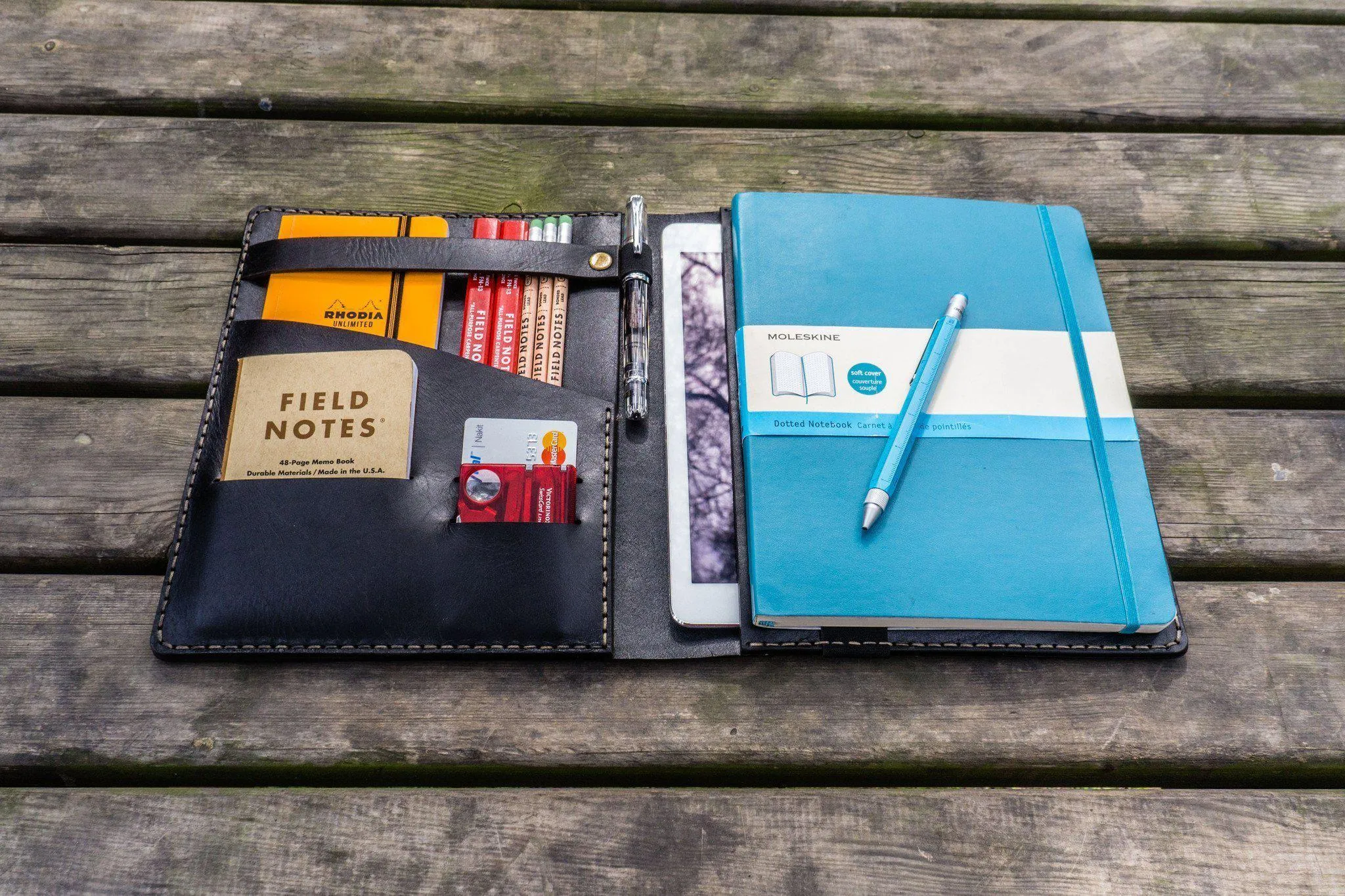 Leather Leuchtturm1917 B5 Notebook & iPad Air/Pro Cover - Black