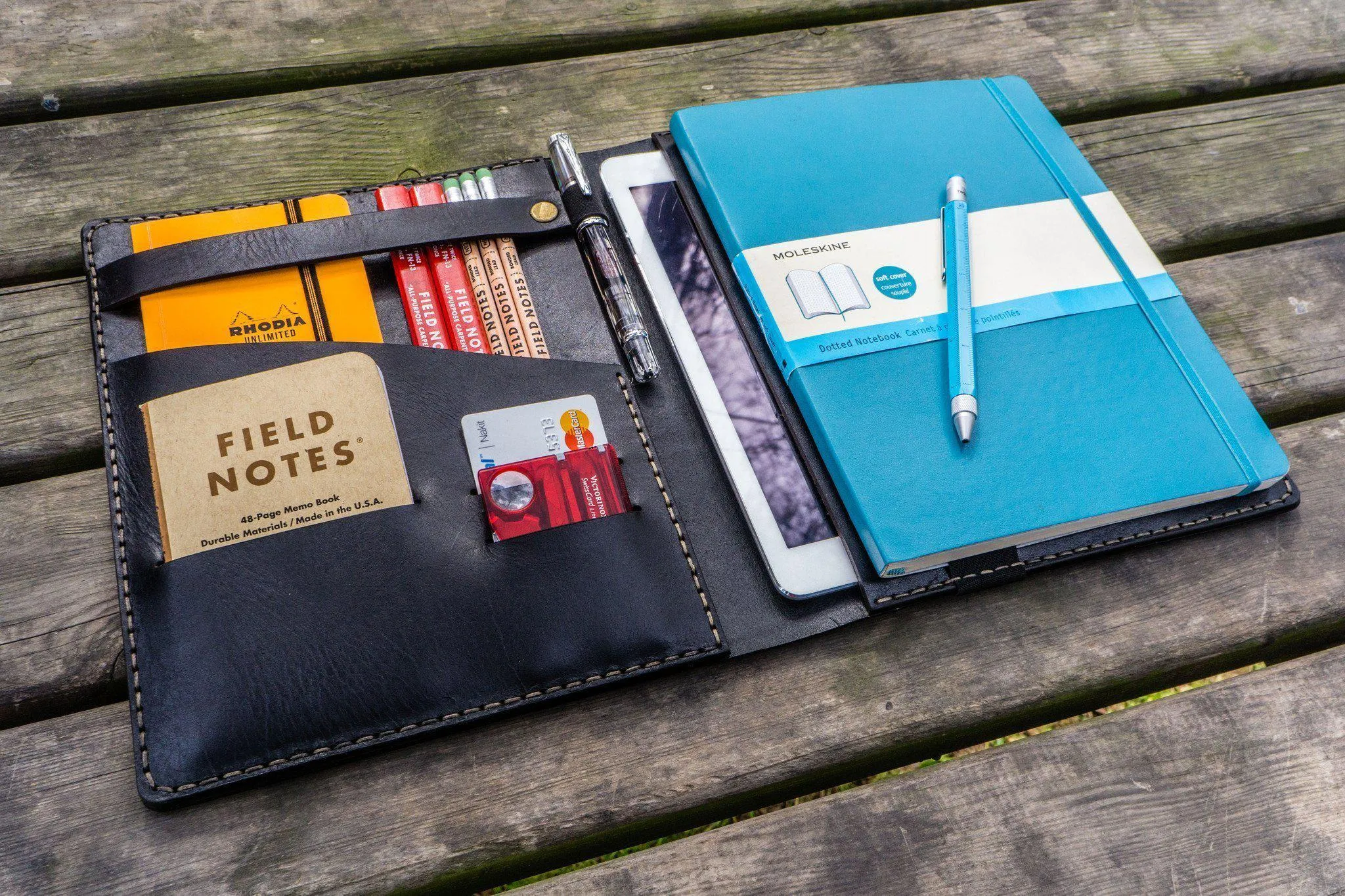 Leather Leuchtturm1917 B5 Notebook & iPad Air/Pro Cover - Black