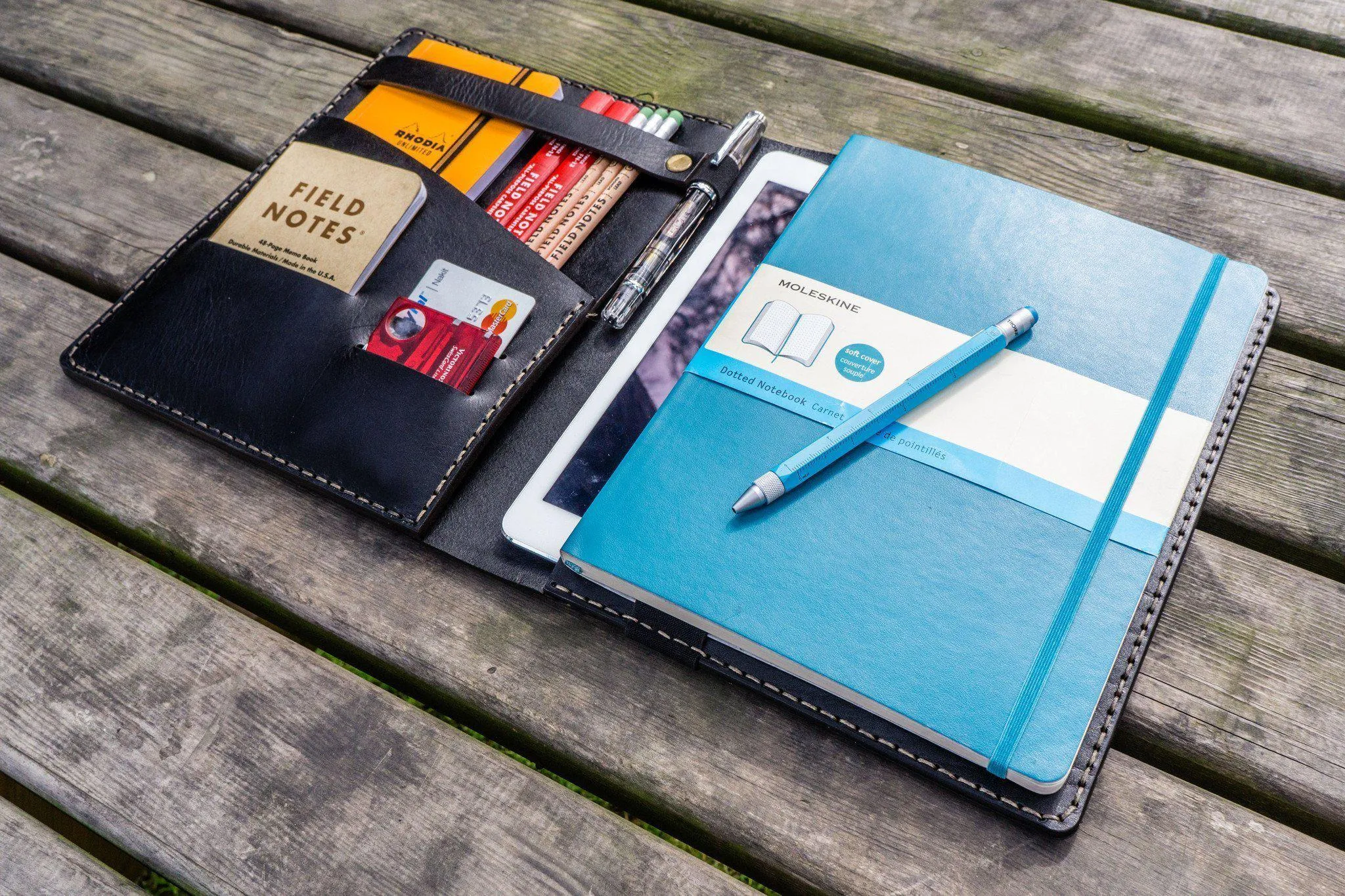 Leather Leuchtturm1917 B5 Notebook & iPad Air/Pro Cover - Black
