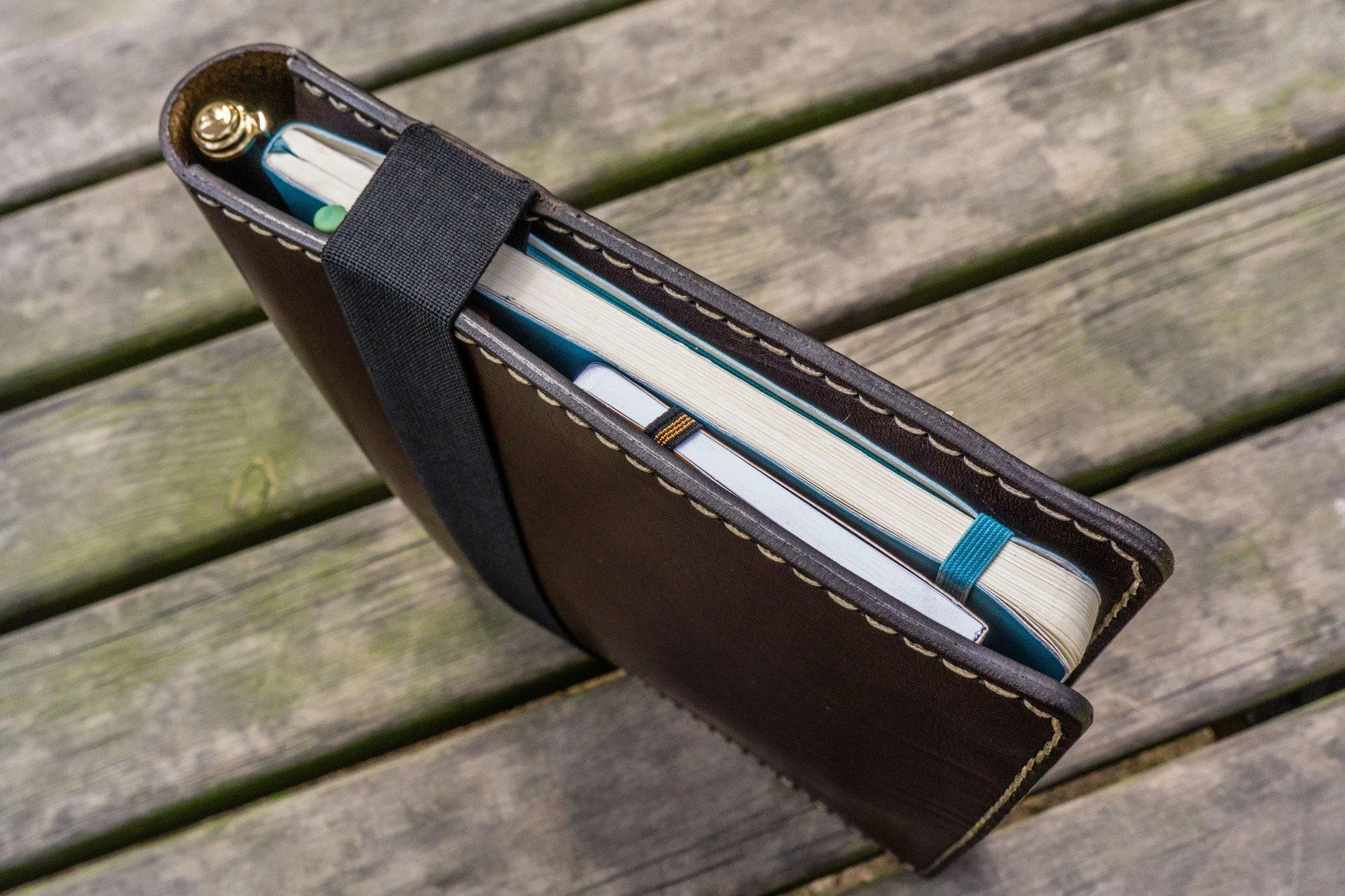 Leather Leuchtturm1917 B5 Notebook & iPad Air/Pro Cover - Dark Brown