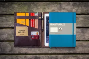 Leather Leuchtturm1917 B5 Notebook & iPad Air/Pro Cover - Dark Brown
