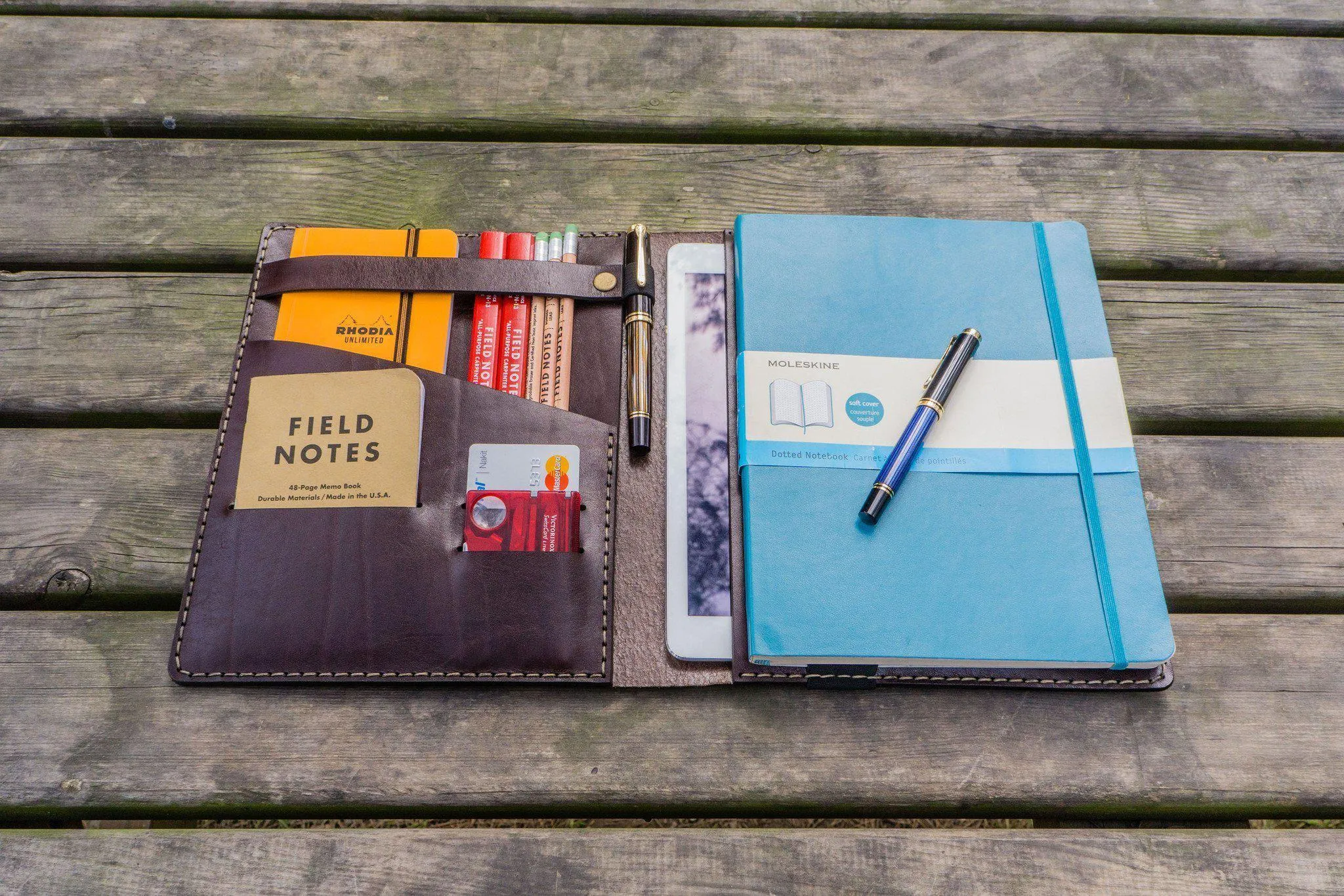 Leather Leuchtturm1917 B5 Notebook & iPad Air/Pro Cover - Dark Brown