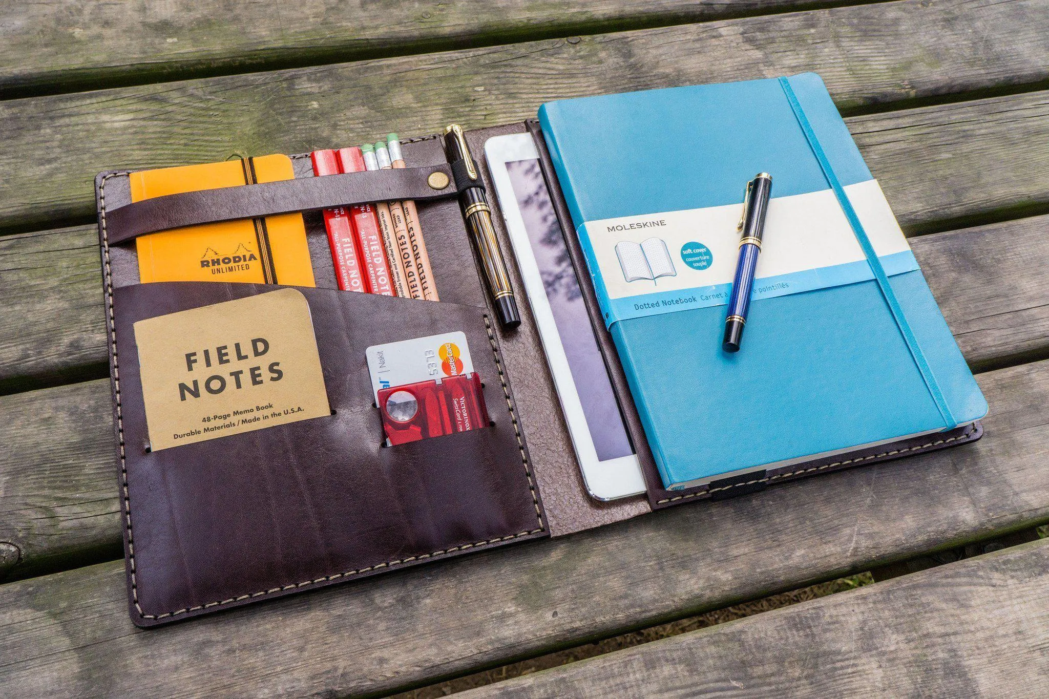 Leather Leuchtturm1917 B5 Notebook & iPad Air/Pro Cover - Dark Brown