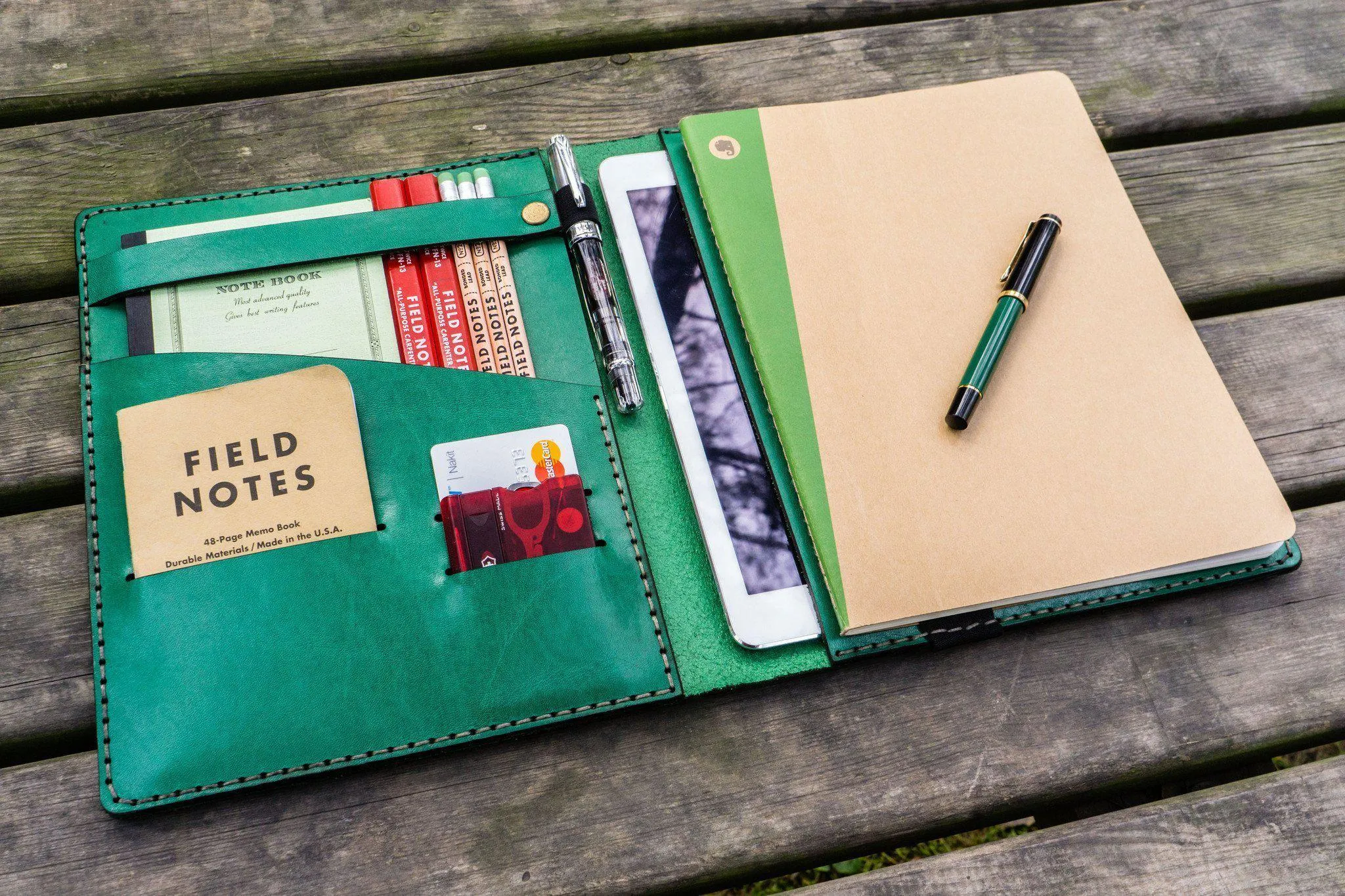 Leather Leuchtturm1917 B5 Notebook & iPad Air/Pro Cover - Green