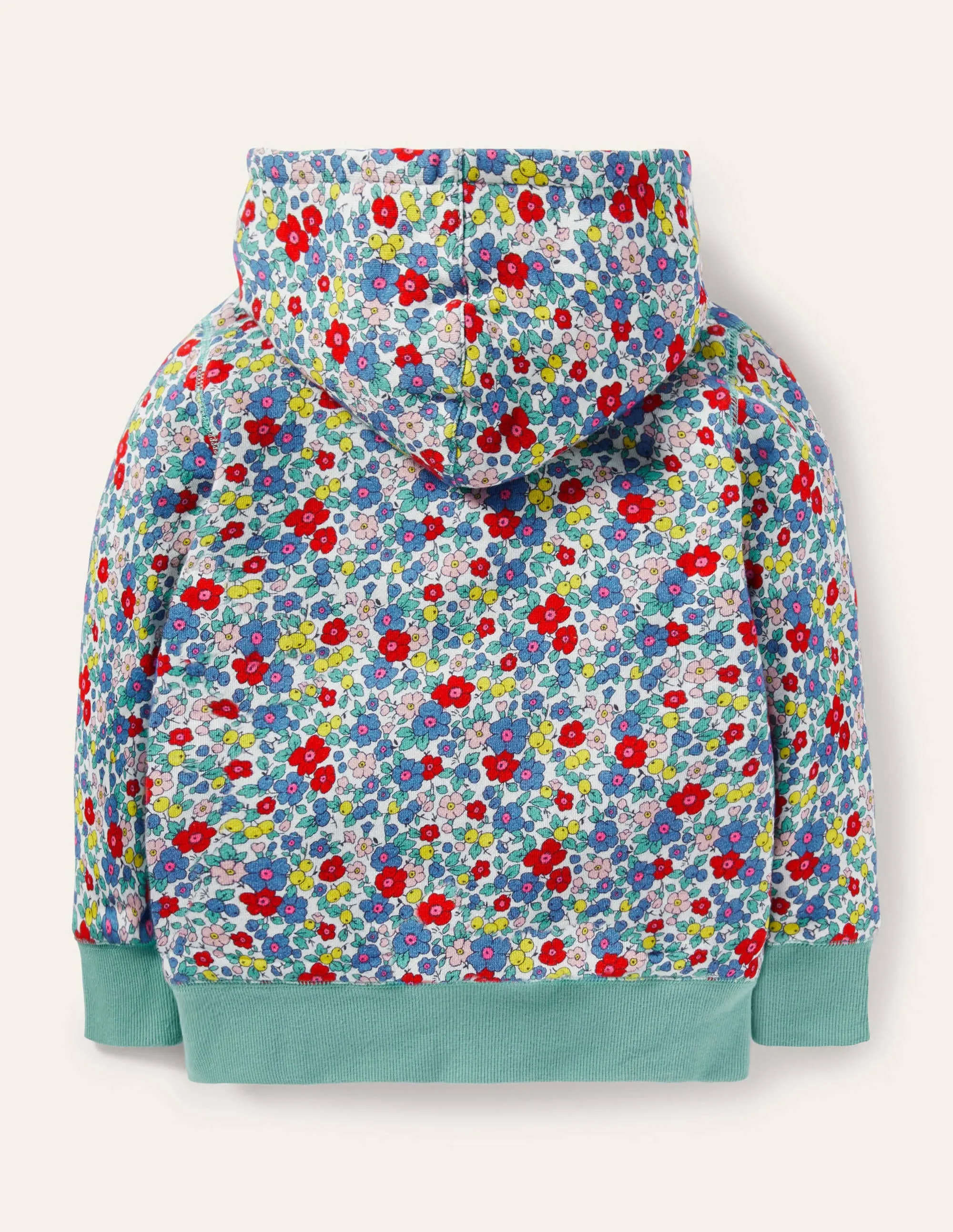 Shaggy-lined Hoodie-Multi Apple Blossom Floral