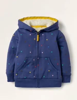 Shaggy-lined Hoodie-Starboard Blue Multi Spot