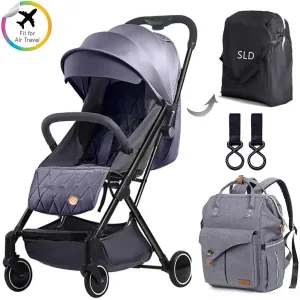 Teknum Grey Travel Lite Stroller   Alameda Diaper Backpack - Large - Grey with Hooks