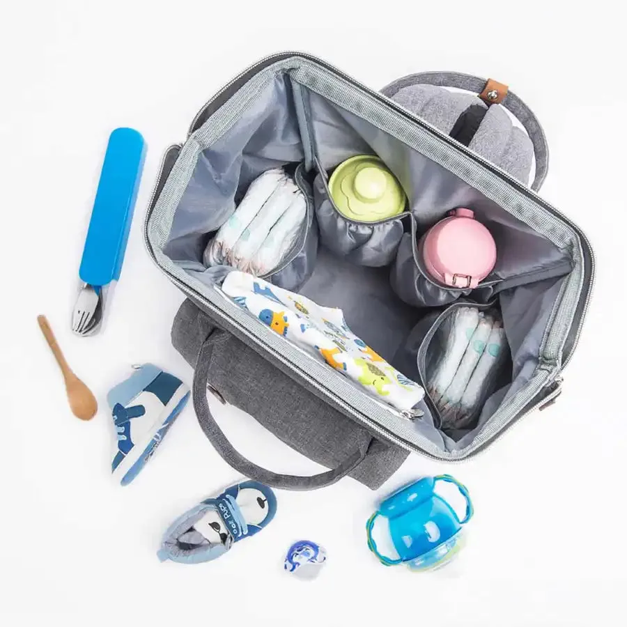Teknum Grey Travel Lite Stroller   Alameda Diaper Backpack - Large - Grey with Hooks