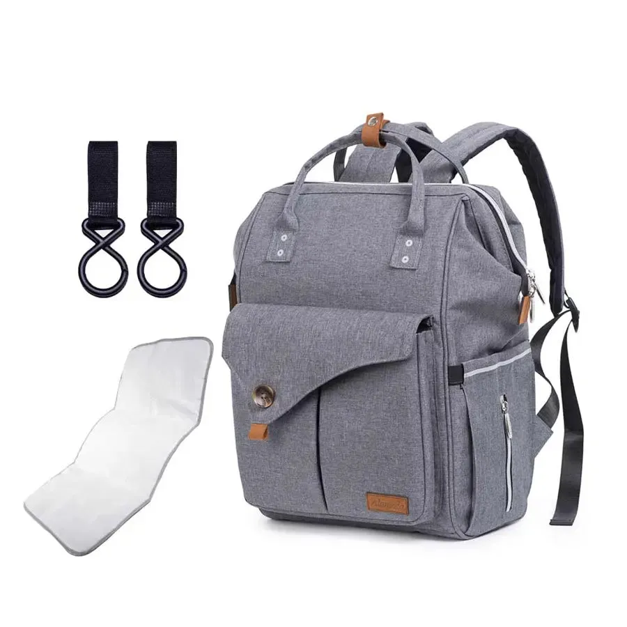 Teknum Grey Travel Lite Stroller   Alameda Diaper Backpack - Large - Grey with Hooks