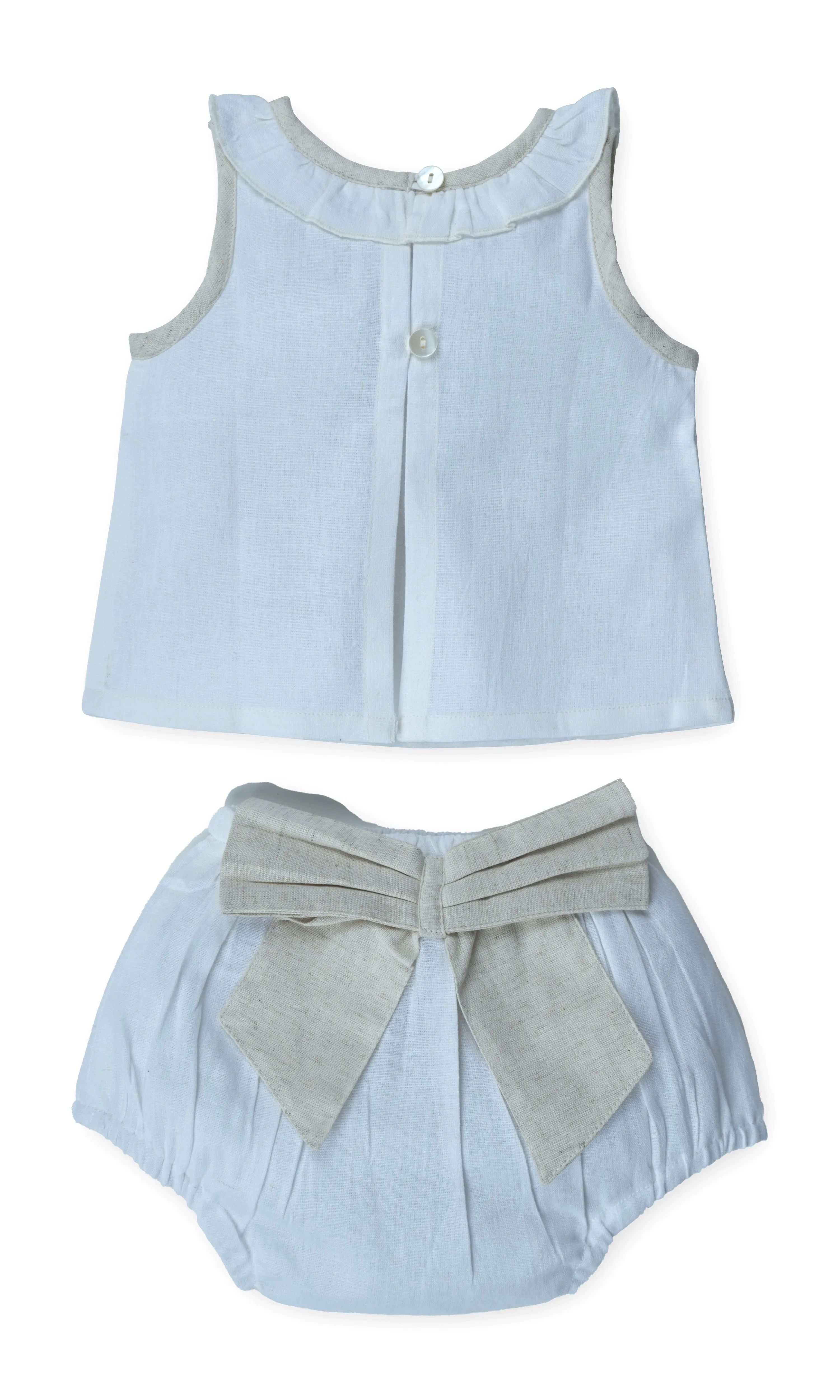Top And Bow Bloomer Set : ECRU : Infant : Baby Girl : New Born