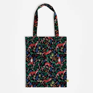 Washable 100% Cotton Tote With Forest Fox Print